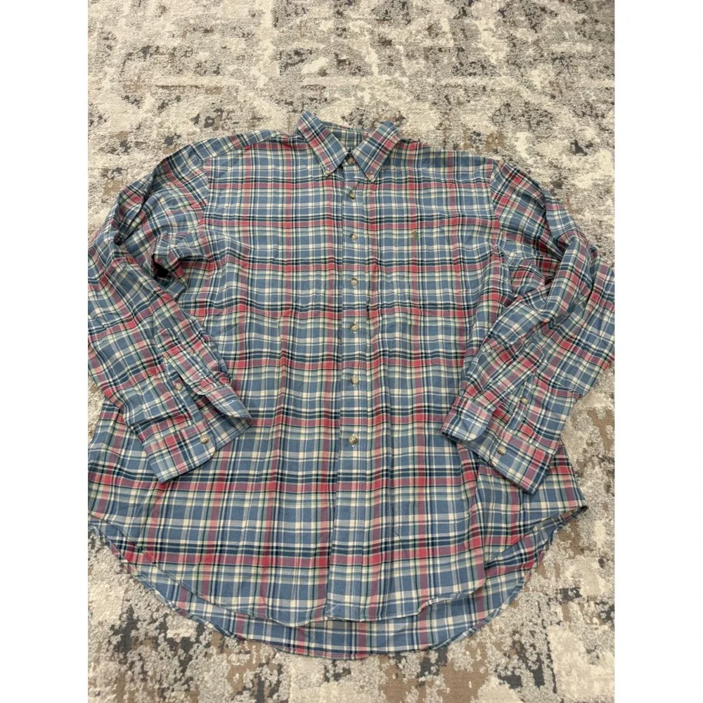 Ralph Lauren Classic Fit Plaid Button Down Shirt XXL Blue Red Cotton